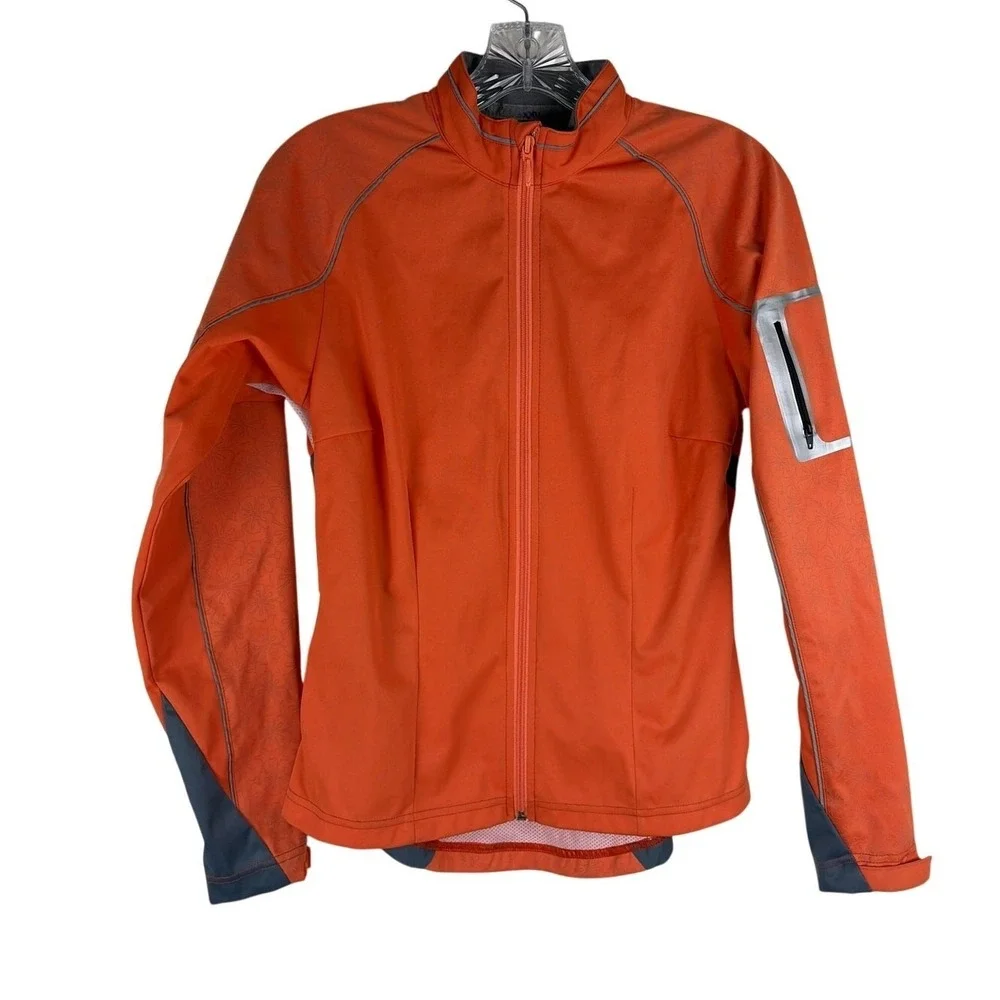 IllumiNITE Womens Full Zip Jacket‎ Size Small Orange Relective Running Outdoor